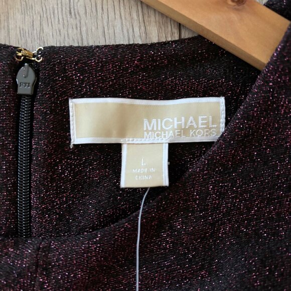 Michael Kors Metallic Twist Front Sheath Midi Dress Size Large Holiday Party - Picture 5 of 17